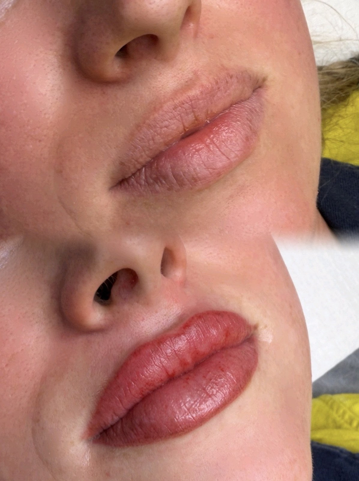 Lip blush, before and after
